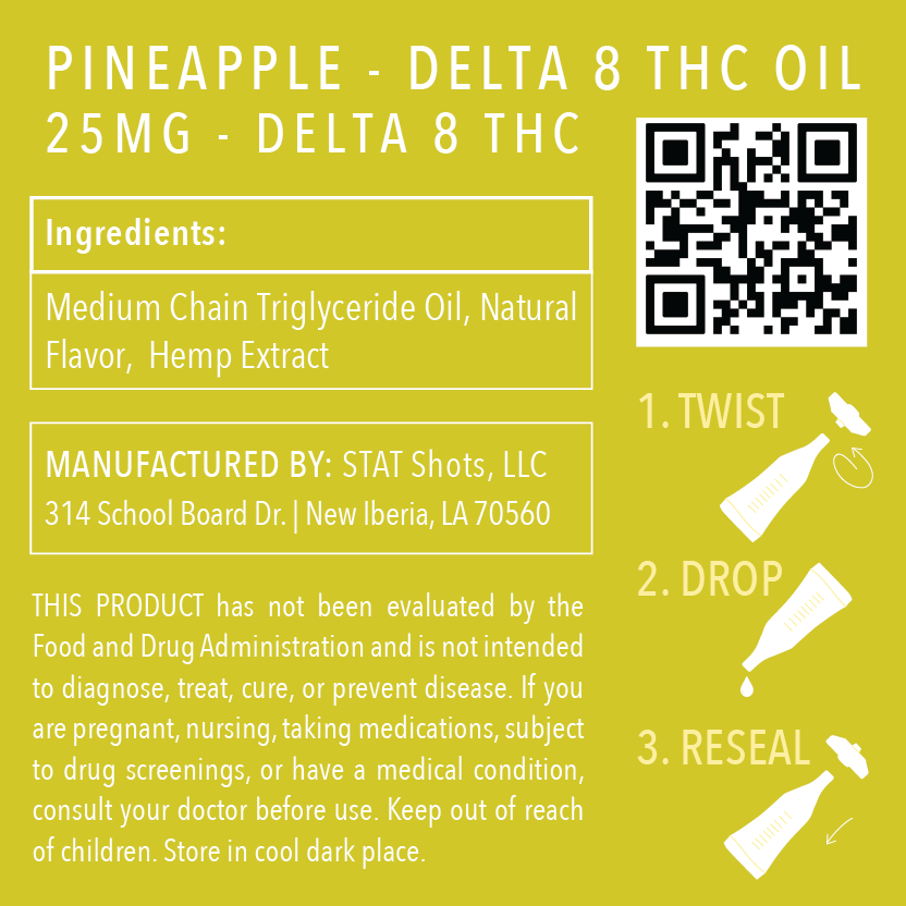 tropical flavored delta 8 oil manufacturer's label