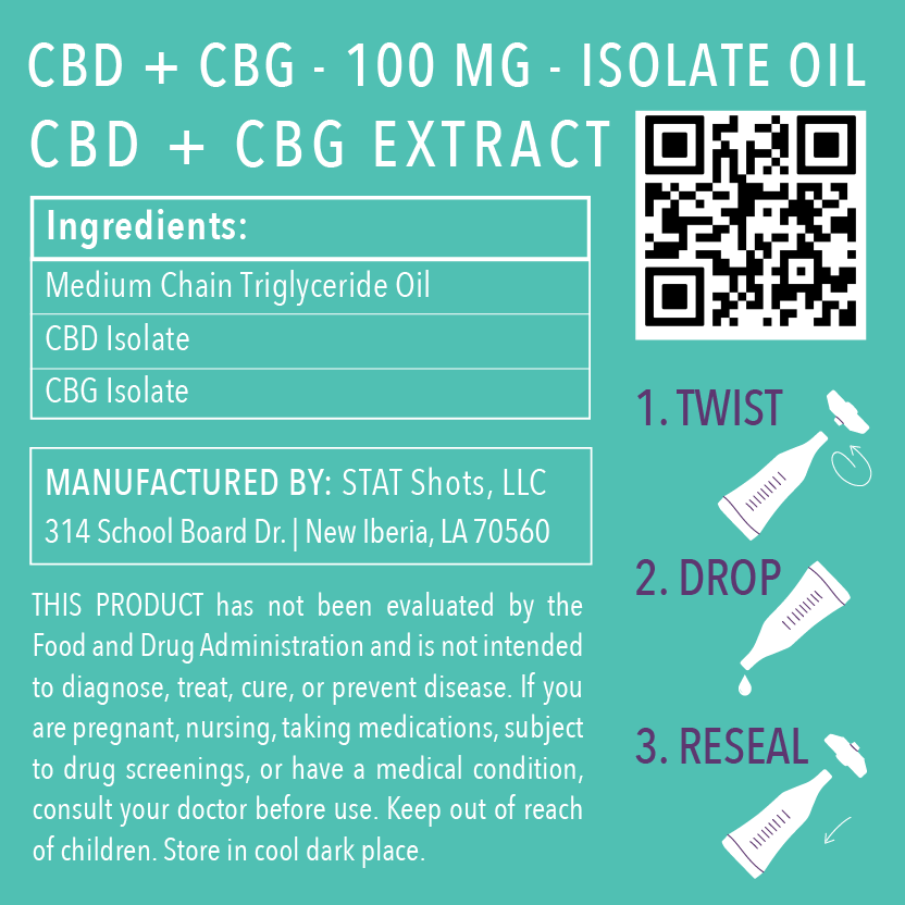 CBD + CBG 500mg isolaate oil Ingredients