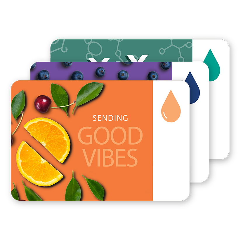 CBD e-gift card with orange and cherry on it