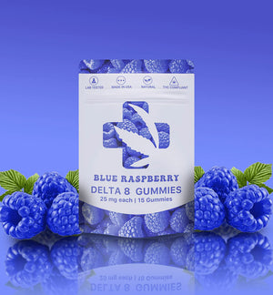 
            
                Load image into Gallery viewer, Blue Raspberry Delta 8 THC gummies
            
        